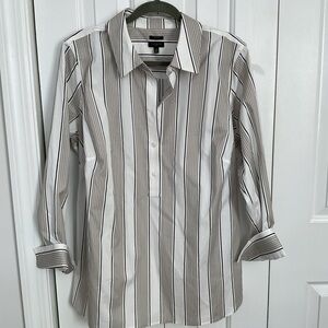 Talbots White and Black Striped Button-Down Shirt NEW